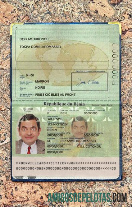 Foto do passaporte do Benin exemplo